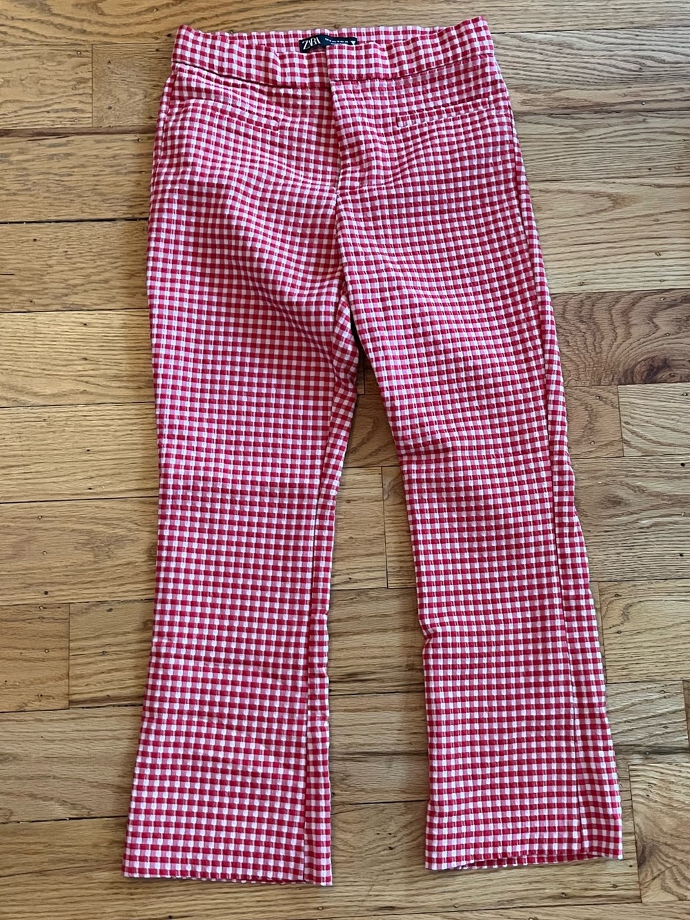Zara Red Gingham Stretch Pants